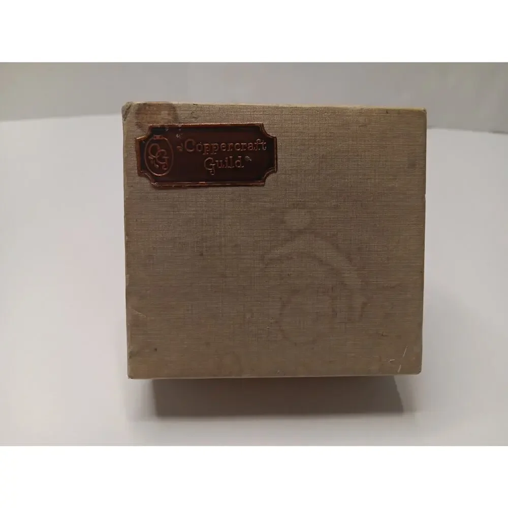 Coppercraft Guild Copper Napkin Rings Set 4 Tooled Engraved Floral Vintage W Box